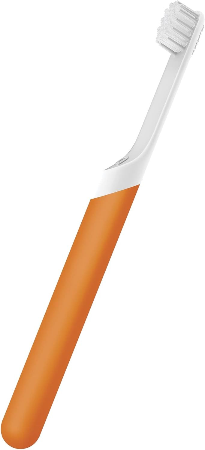 Quip Kids Electric Toothbrush - Sonic Toothbrush with Small Brush Head, Travel Cover & Mirror Mount, Soft Bristles, Timer, and Rubber Handle - Orange, Pack of 1, 1.0 Count