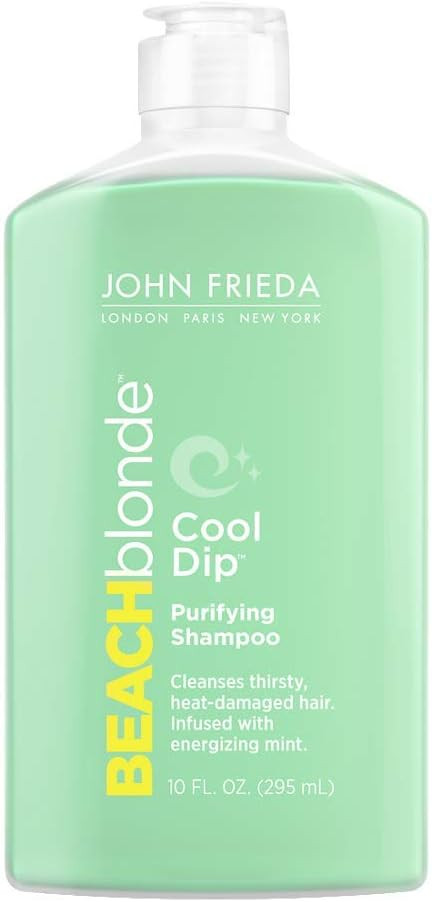 John Frieda Beach Blonde Cool Dip Purifying Shampoo with Energizing Mint, 10 Ounces, featuring Peppermint Extract & Kukui Oil