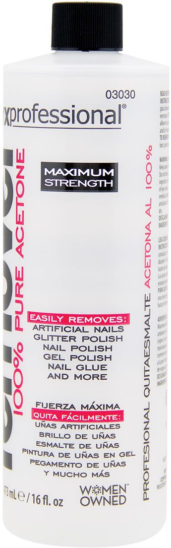 Onyx Professional 100% Acetone Nail Polish Remover Artificial Nails, Nail Polish, Gel Polish and Glitter Polish, clear, 16 Fl Oz
