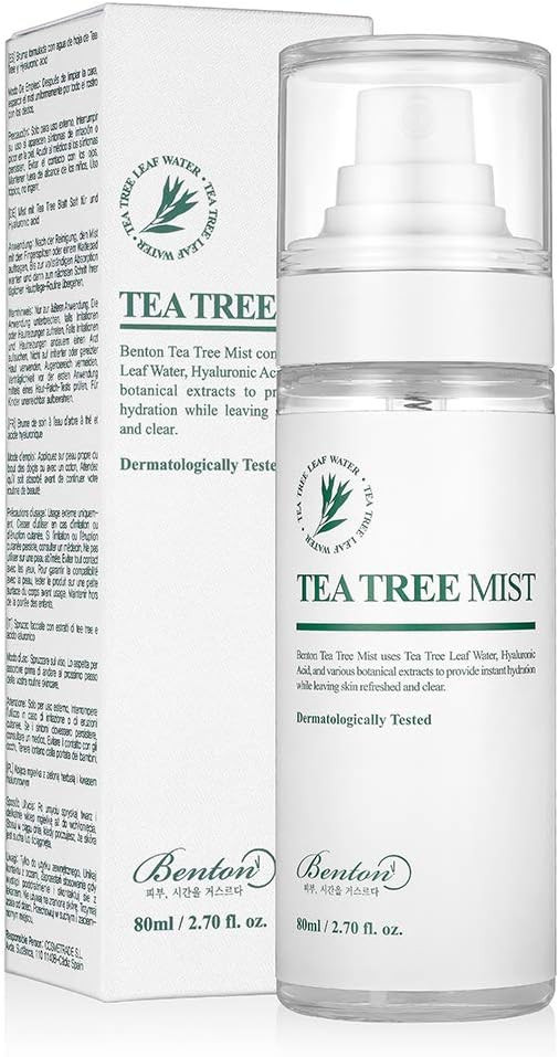 BENTON Tea Tree Mist 80ml (2.7 fl.oz.) - Tea Tree Leaf Water & Hyaluronic Acid Contained Skin Soothing and Moisturizing Facial Mist for Irritated Sensitive Skin