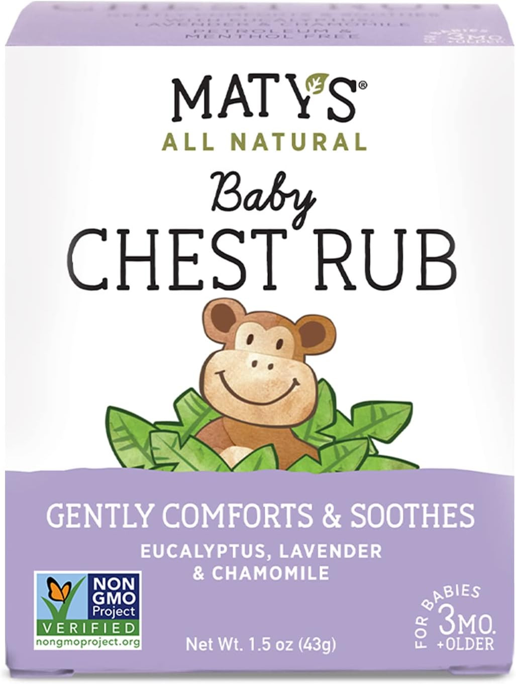 Maty's Baby Chest Rub - Naturally Comfort, Soothe and Help Relieve Congestion in Babies 3 months+, Petroleum Free - Made with Soothing Lavender and Chamomile - 1.5 oz