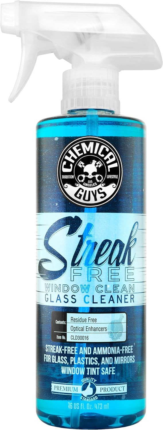 Chemical Guys CLD30016 Streak Free Glass & Window Cleaner (Works on Mirrors, Navigation Screens & More; Car, Truck, SUV and Home Use), Ammonia Free & Safe on Tinted Windows, 16 fl oz