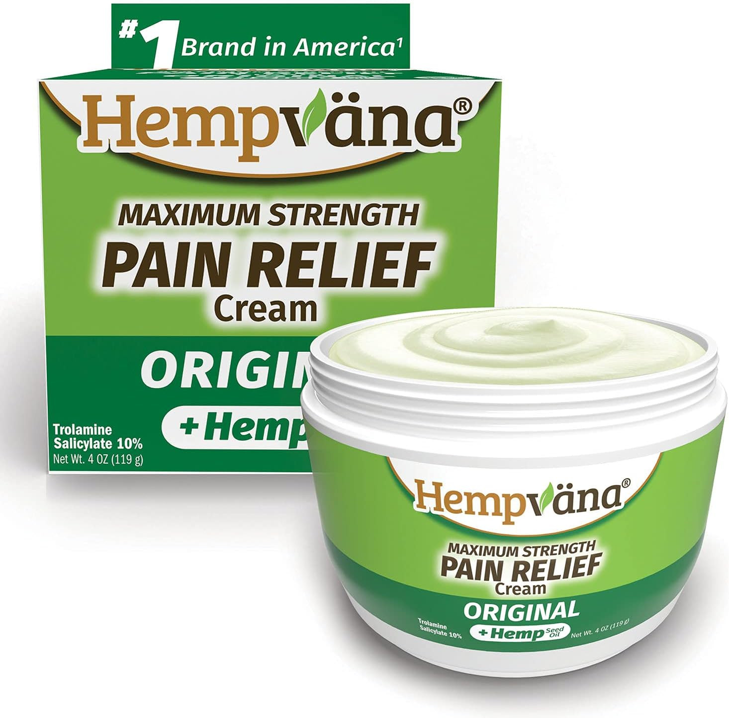 Hempvana Relief Cream with Seed Extract - Relieves Inflammation, Muscle, Joint, Back, Knee, Nerves and Arthritis – Made in USA 4oz Paraben Free, Vegan, Cruelty-Free As Seen On TV