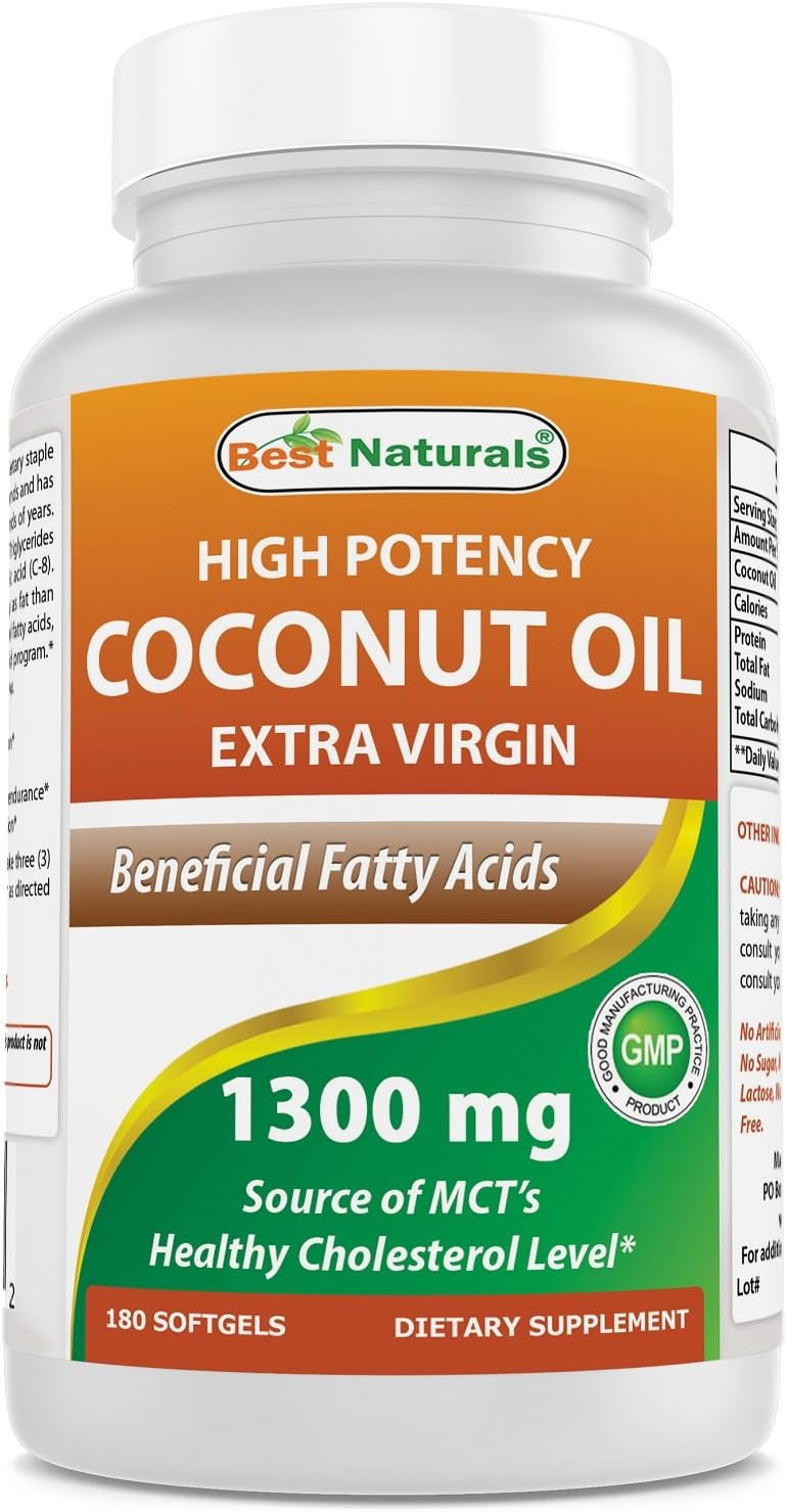 Best Naturals Extra Virgin Coconut Oil 1300 mg 180 Softgels