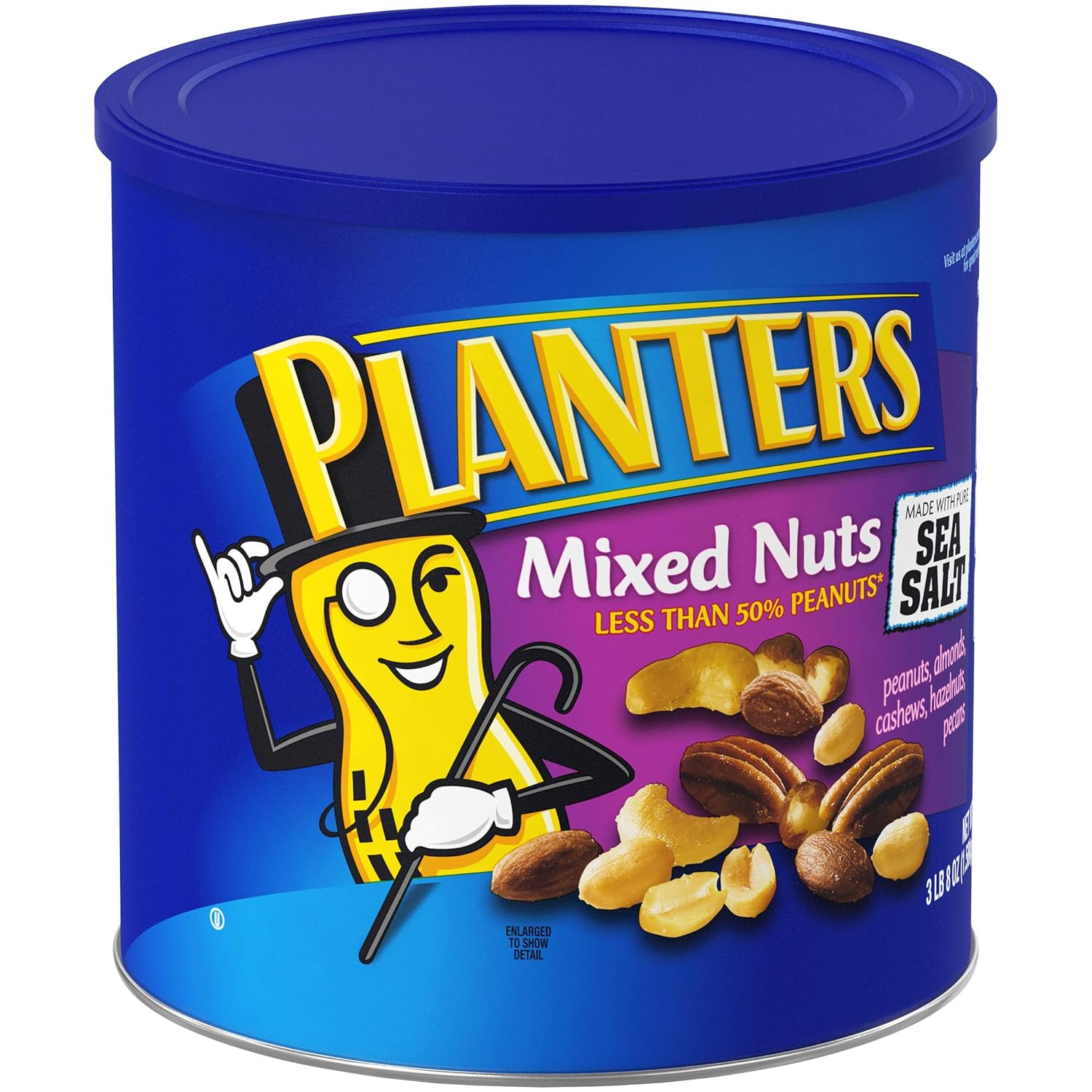PLANTERS Mixed Nuts, Lightly Salted, Resealable Container - Roasted Nuts: Almonds, Cashews, Pecans, Hazelnuts & Less Than 50% Peanuts - Good Source of Protein, Fiber & Healthy Fats - Kosher,- 3 Lb 8 O