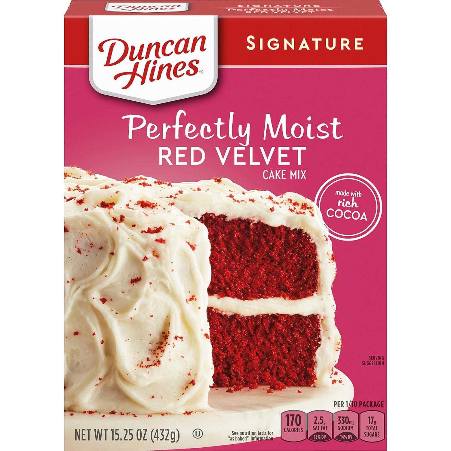 Duncan Hines Signature Perfectly Moist Red Velvet Cake Mix, 15.25 Ounce