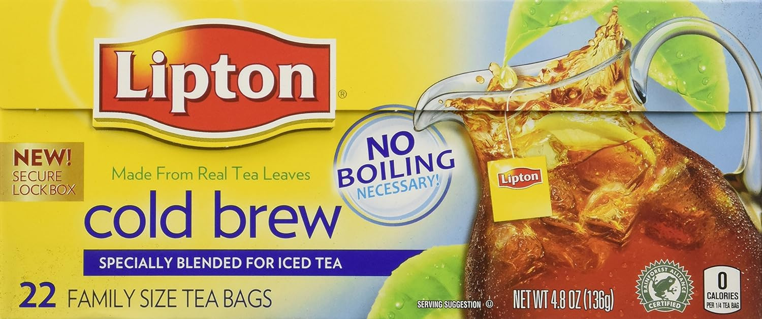 Lipton Cold Brew Family Iced Tea Bags Black tea 22 ct (Pack of 3)