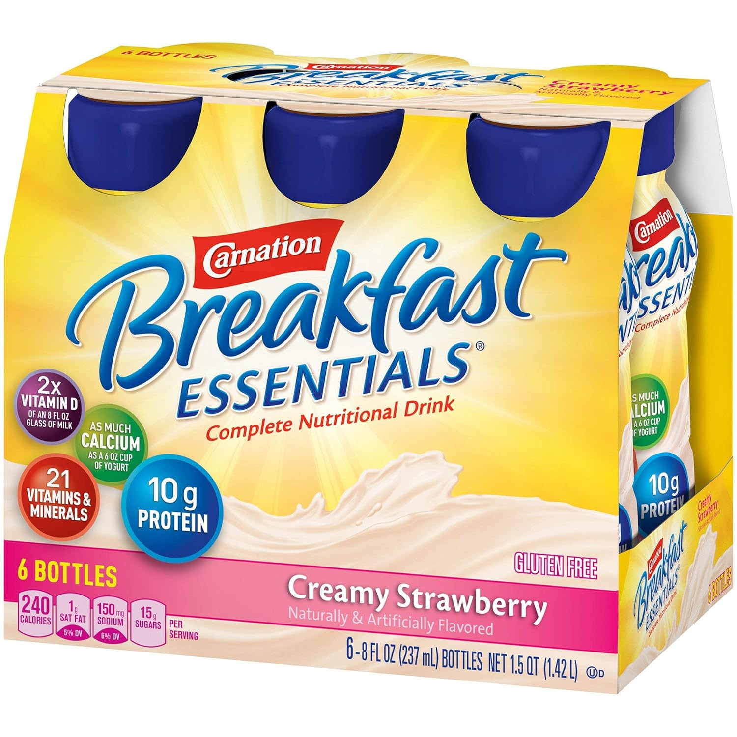 Carnation Breakfast Essentials Ready-to-Drink, Creamy Strawberry, 8 fl oz (Pack of 24) (Discontinued by Manufacturer)