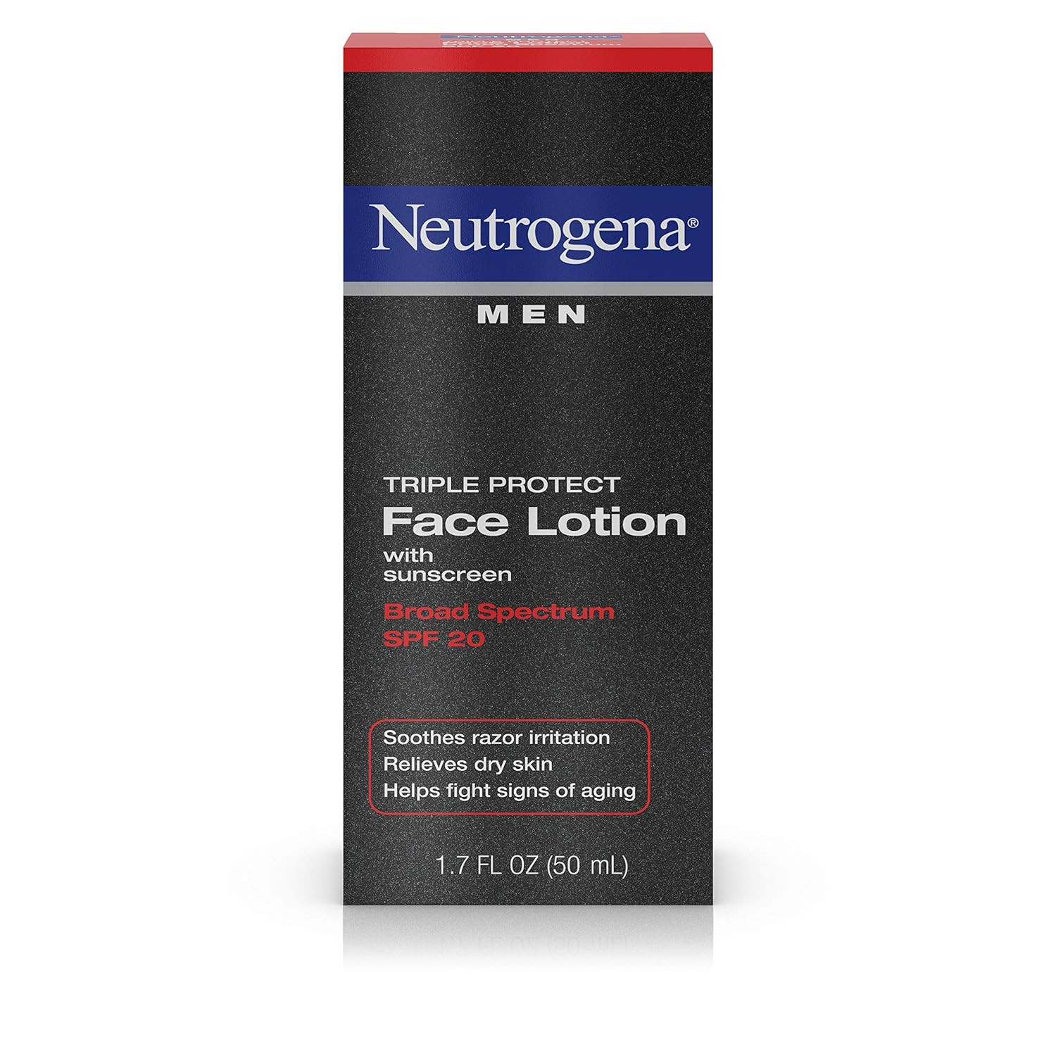 Neutrogena Triple Protect Men's Daily Face Lotion with Broad Spectrum SPF 20 Sunscreen, Men's Anti-Aging Facial Moisturizer to Soothe Razor Irritation & Relieve Dry Skin, 1.7 fl. oz